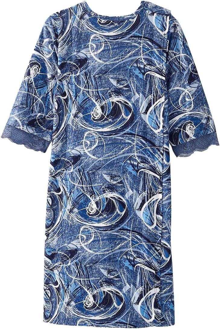 Silverts Open-Back Hospital Gowns for Women – Comfortable, Easy Dressing for Seniors & Patients - Milk Silk Lace 3/4 Sleeve - Image 4