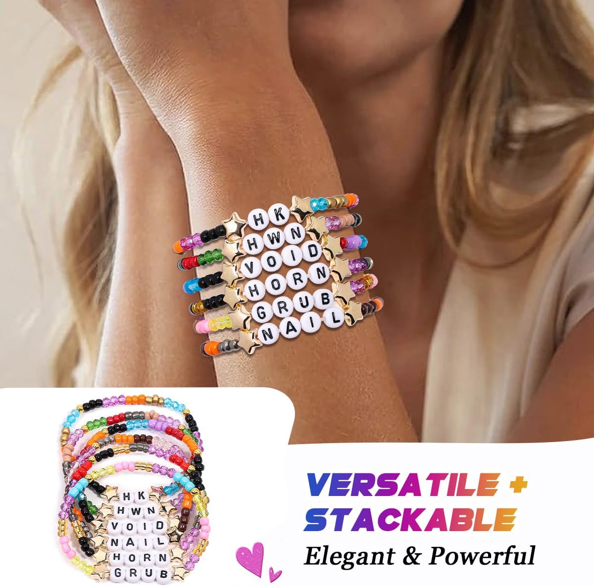 AICase for Hollow Knight Merch Gifts Toys Inspired Bracelets 6 Pcs Stackable Stretch Beaded Friendship Bracelets Anime Costume Cosplay Merchandise Gifts for Fans Women Birthday Christmas Stocking - Image 4