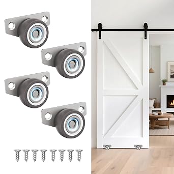 Mini Side Mount Casters, Low Profile Caster Wheel- Rigid Non-Swivel Rubber Wheels for Sliding Doors, Drawers, Cabinets - Quiet Rolling, Easy Furniture Movement 1.25 Inch, 4