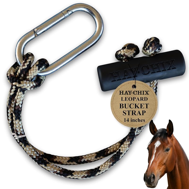 Suporte ajustável para balde de cavalo em nylon hay chix, Leopard, 35,56 cm