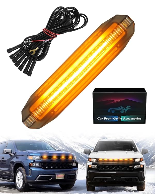 LED Grill Light for 2019-2021 Chevrolet Silverado 1500 WT Custom (Amber, 4) by OKLSG - Used condition - US$37.10