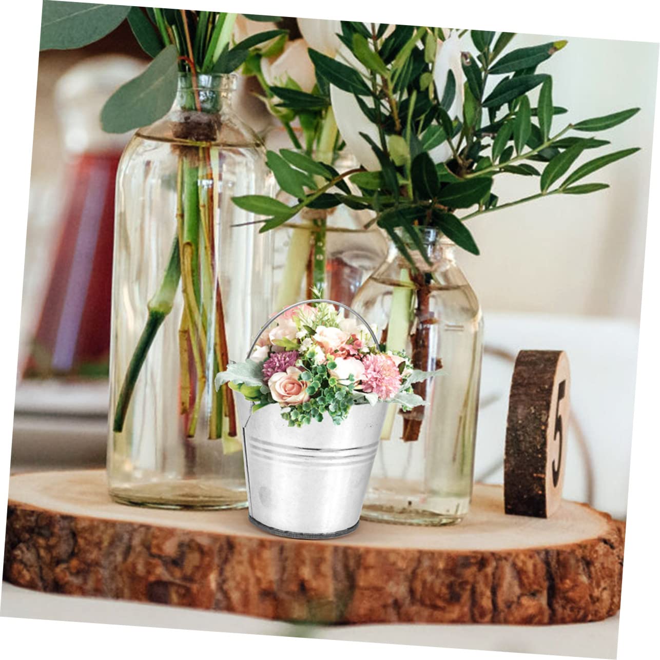 Amazon.co.jp: MOBUTOFU 5個鉄製収納バケツ おしゃれなフラワーベース