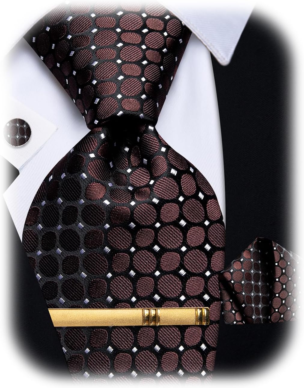 YourTies Silk Ties for Men Paisley Floral Striped Necktie and Pocket Square Cufflinks Tie Clip Set 4PC