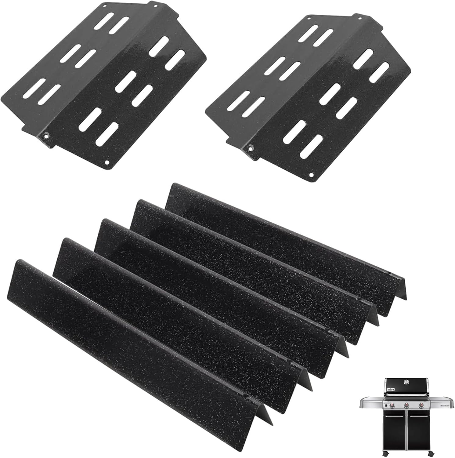 7620 Flavorizer Bars and 7622 Heat Deflector for Weber Genesis 300 Series E320, S310, E310, S330, E330, S-310, S-320, S320 with Front Control Grills, Replacement Parts for Weber 7621 65505,17.5 Inch