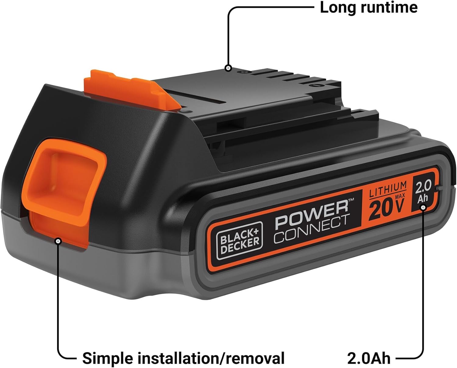 BLACK+DECKER 20V MAX Lithium Battery POWERCONNECT 2.0Ah Cordless Tool Battery Packs, Lightweight Power Tool Battery, Charger Sold Separately (LBXR2020-OPE) - Image 2