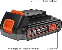 Vista 2 de Batería externa de litio LBXR2020-OPE de Black + Decker, 2 Ah, 20 V