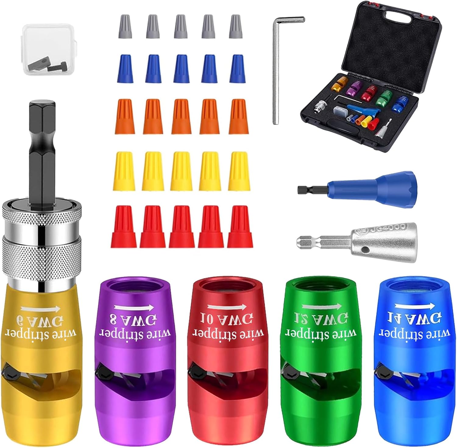 Wire Stripper for Drill, 2025 Upgraded Electric Drill Wire Stripper Cutter Tool, Wire Stripper Tool for Drill (6-8-10-12-14 AWG), Professional Electrician Wire Stripping Tool & Wire Twisting Connector