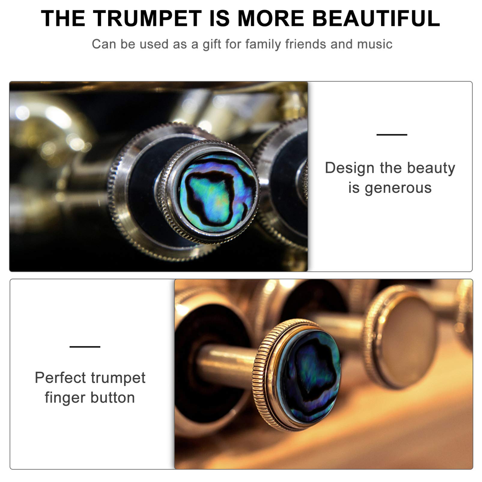 CIMAXIC Fluency Enhancer Abalone Shell Trumpet Buttons 3pcs Set Ideal for Musicians