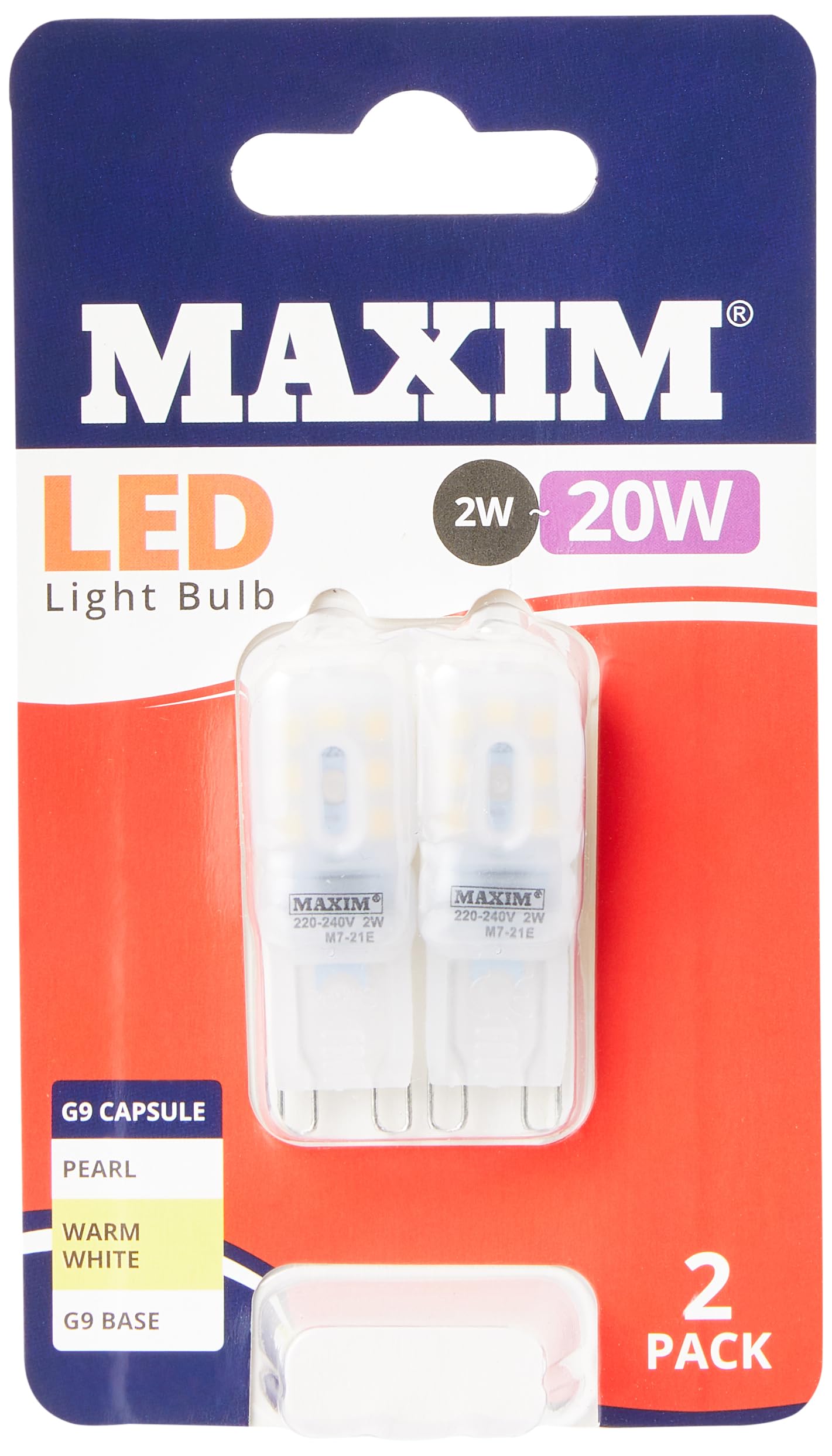 Status Maxim LED G9 Warm White Light Bulb 2/20w (Pack of 2)