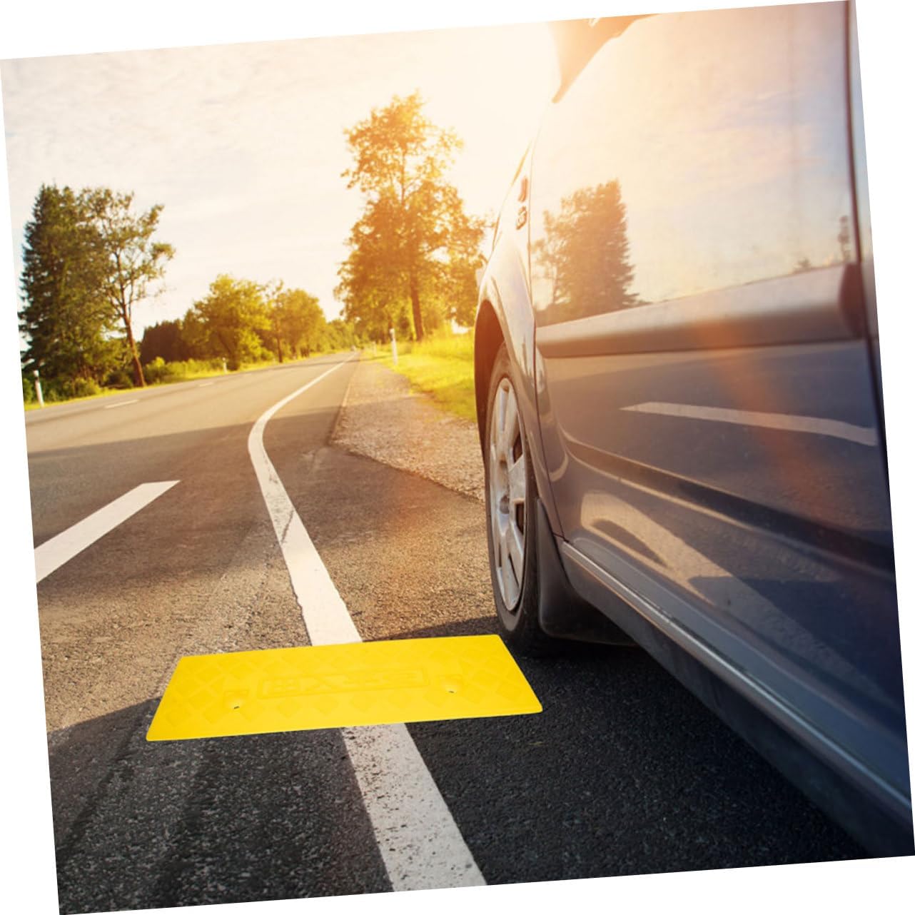 2pcs Heavy Duty Rubber Curb Ramp High Yellow Driveway Ramp for Cars Wheelchair Mower Truck Loading Wear Resistant Pressure Resistant Non Slip