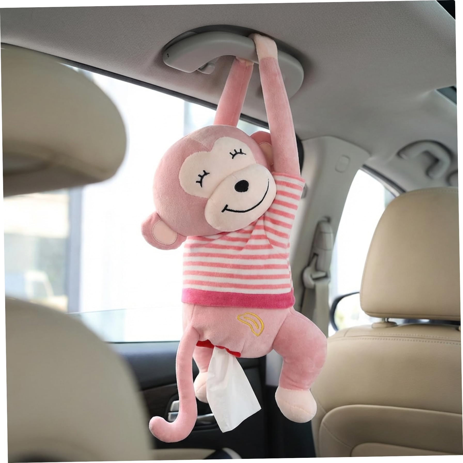 Funny Tissue Box Cover, Soft Plush Monkey Car Tissue Holder for Back Seat, Convenient Hanging Tissues Dispenser for Car and Home Style 2, Funny Box Cover, Holder For