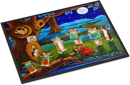 Caroline's Treasures 7415JMAT Corgi Robin Hood - Tapete para puerta delantera, 24 x 36 pulgadas, para interiores y exteriores, para entrada,