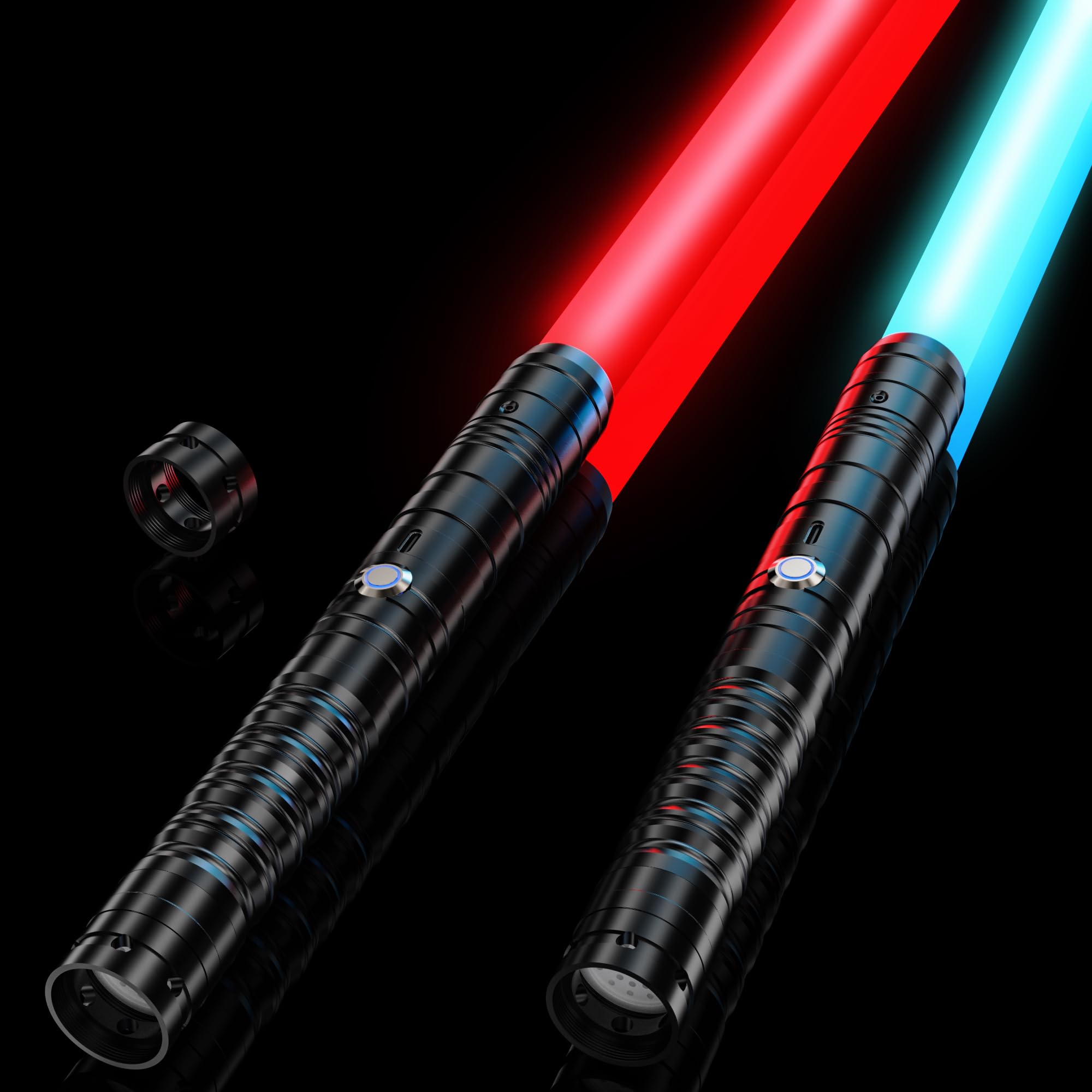 Lightsaber for Kids & Adults, USB-C Charging, 15 RGB Colors, 2-in-1 Dueling Lightsaber with 4 Modes, Metal Handle & Durable Sword, Laser Sword Set(2 Black)
