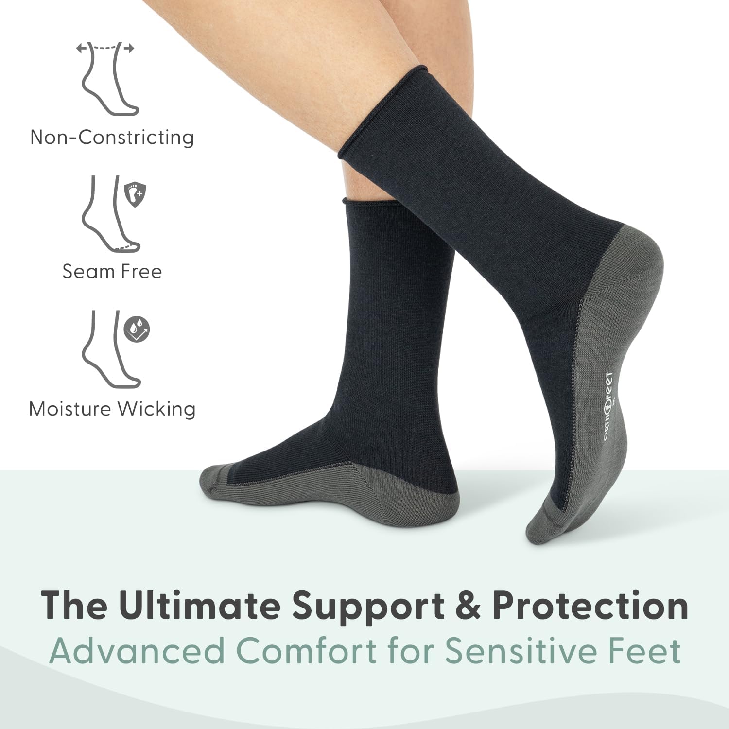 Orthofeet Non-Binding Non-Constrictive Circulation Seam Free Casual Dress Socks, 3 Pack