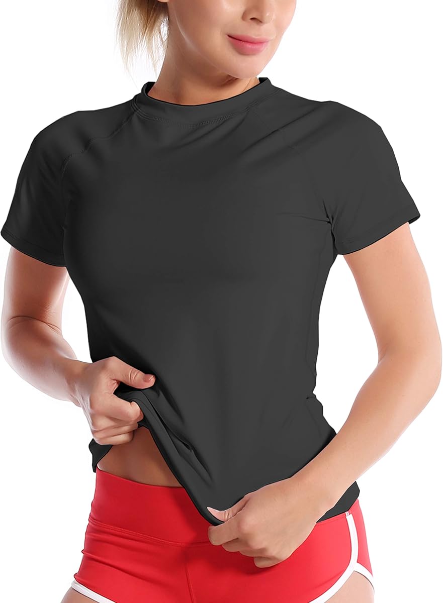 BUBBLELIME Short Sleeve Rashguard for Women Swimsuit Surfing Swimwear Top