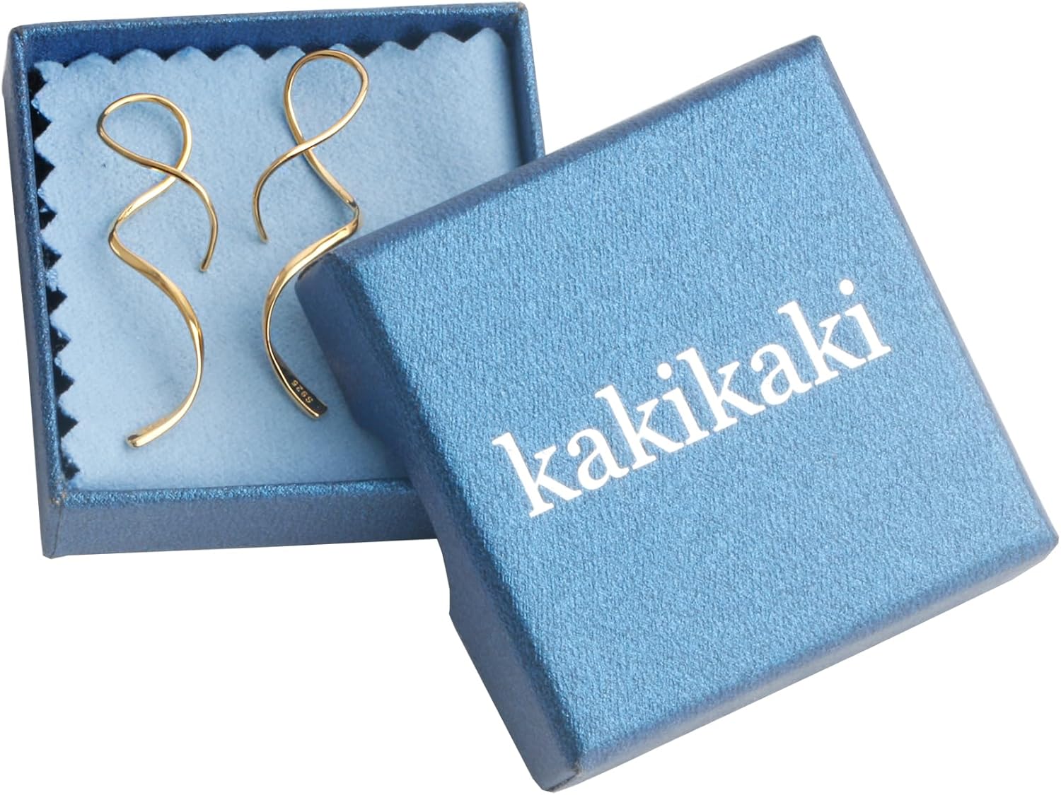 Spiral Threader Earrings 925 Sterling Silver Handmade Twisted Curved Pull Through Earrings, 14K Gold Plated - Image 7