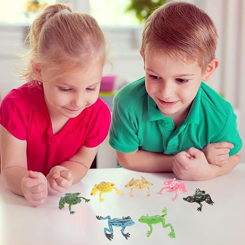 Miniatura 2 de Toyvian 12 piezas de ranas de plástico pequeñas ranas de goma elásticas simulación animal modelo ranas juguetes de goma realista conjunto plástico