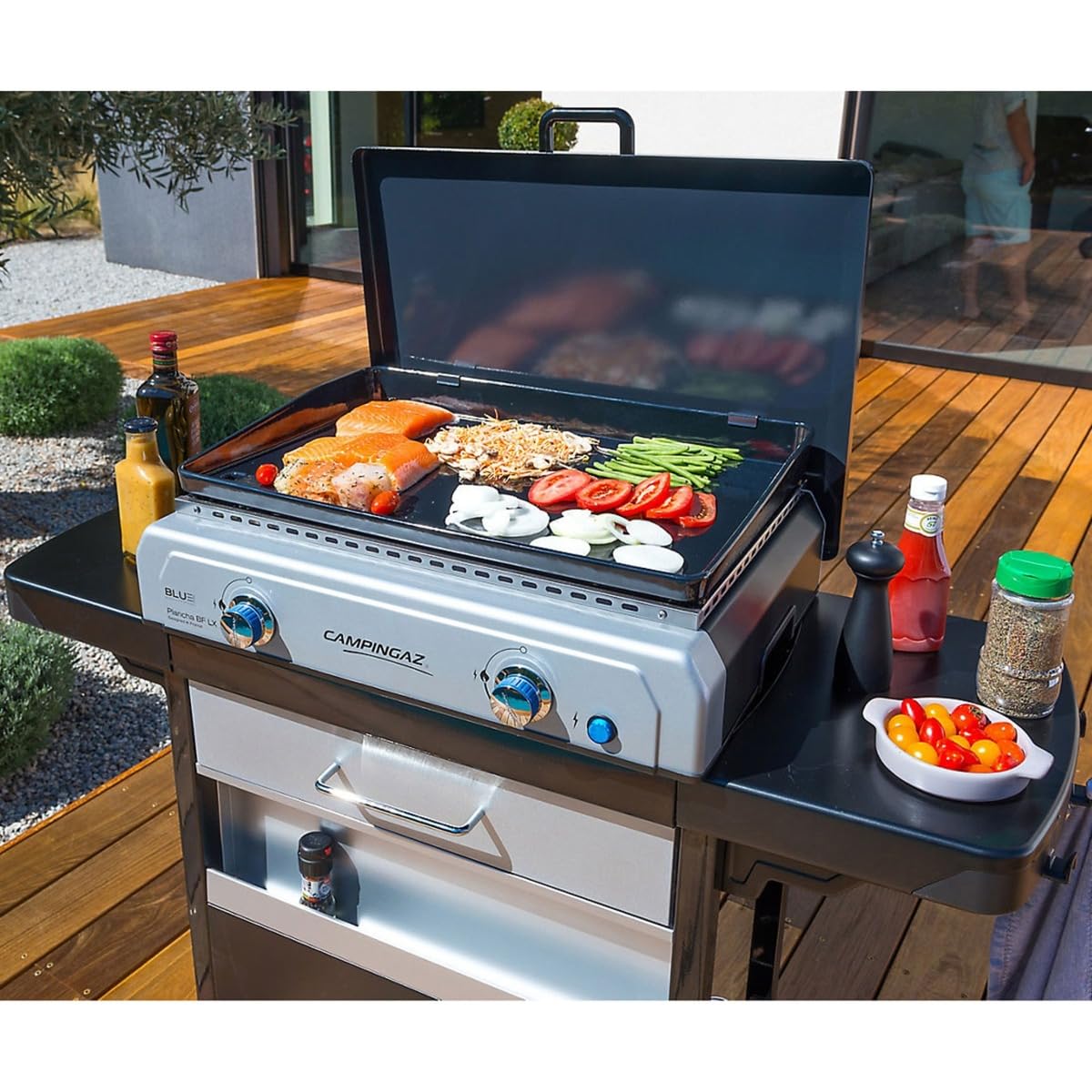 Image secondaire de Campingaz Blue Flame LX, Barbecue à gaz, avec Plaque émaillée et 2 brûleurs en Acier, Grille de Table avec Technologie BlueFlame