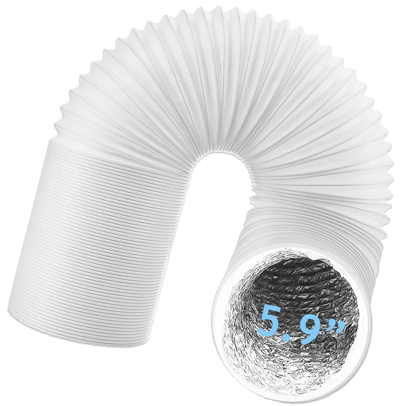 SPARES2GO Air Con Vent Hose PVC Aluminium Foil Insulated for Delonghi Air Conditioner Duct AC Outlet Pipe (5.9" x 3m)