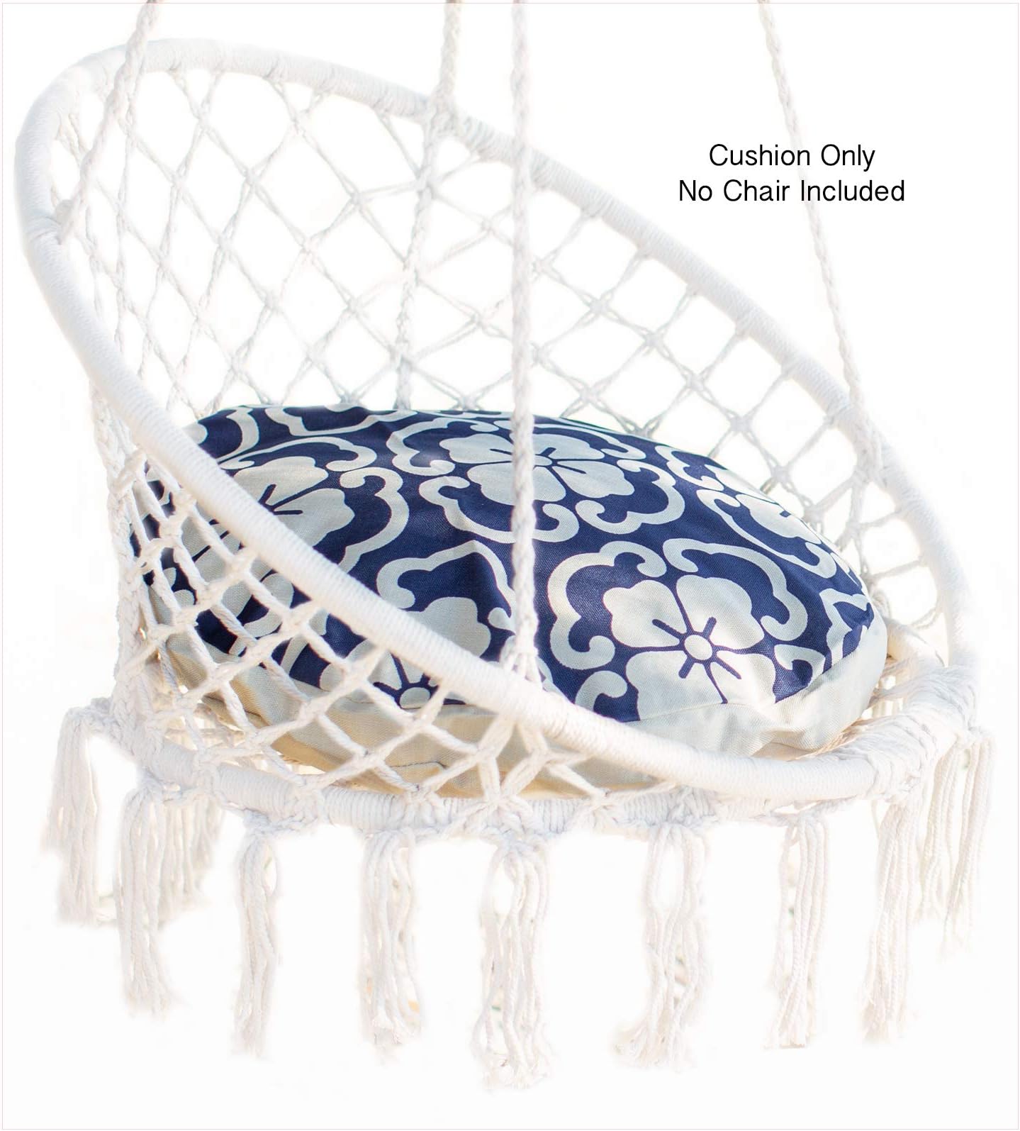 Nooksta Cushion Only for Macrame Hanging Chair - Cushion for Hanging Chairs for bedrooms. Cushion & Insert for Indoor Hanging Chair Ceiling Chair (BlueMorrocan)