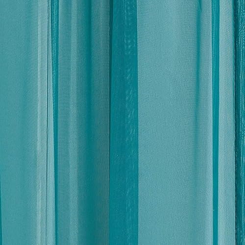 Miniatura 4 de Warm Home Designs Juego de 2 cortinas de cama con dosel verde azulado en tamaño de 55 x 288 pulgadas. 2 cortinas de toldo para cama King se pueden