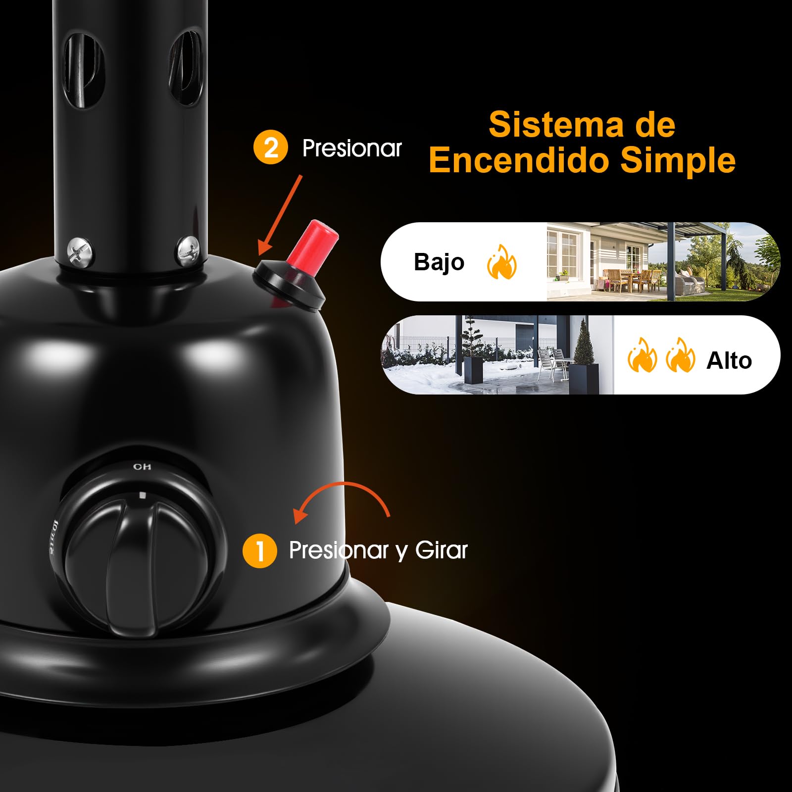 COSTWAY Estufa Butano Exterior 4000w, Calentador Portátil de Mesa para Patio,Regulador de Presión de Gas y Tubería de gas,Estufa de Gas Butano y Propano (Negro)