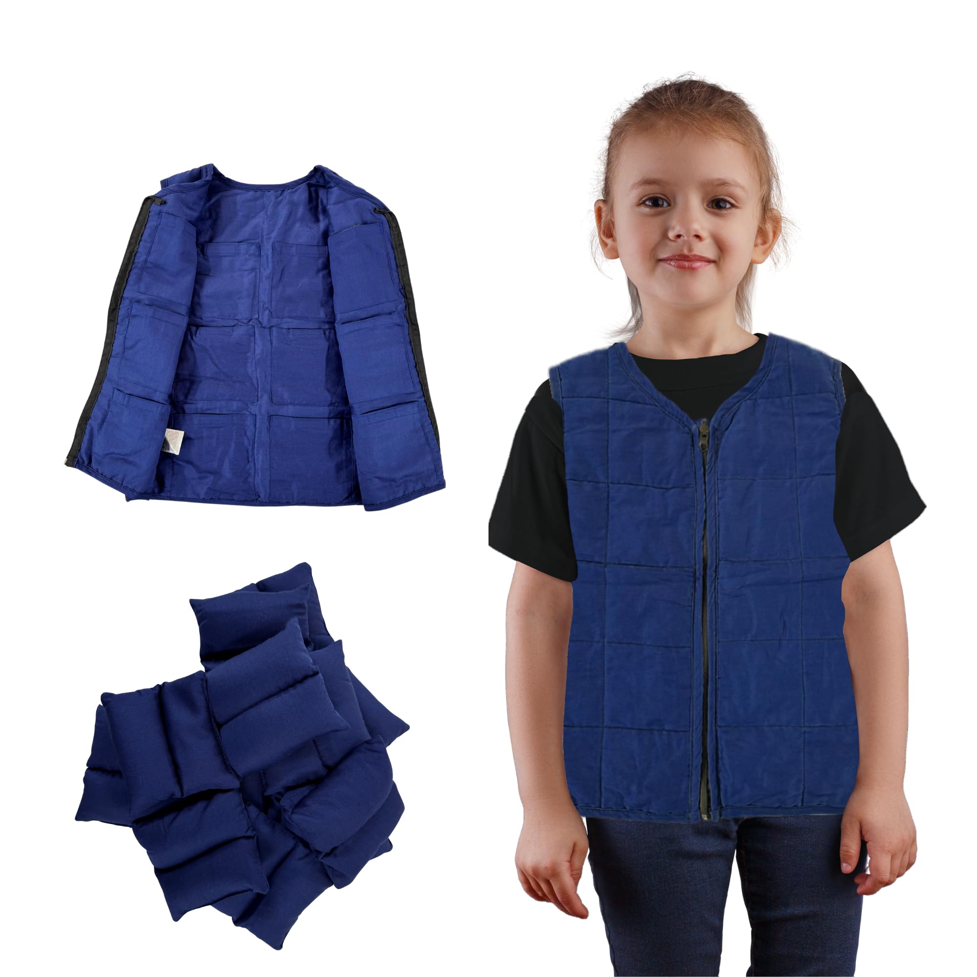 Playlearn Weighted Vest – Adjustable Sensory Compression Vest with 12 Pockets & Weights – Deep Pressure Comfort for ADHD, SPD, Autism – Secure Fit for Focus & Calm (Medium)
