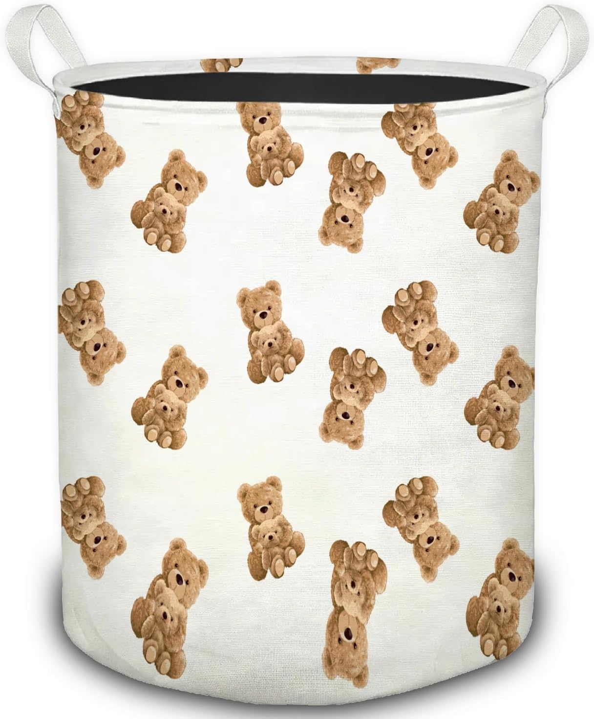 Bear Nursery Kids Laundry Basket, Cute Brown Bears Foldable Laundry Hamper With Handles Clothes Toys Storage Basket for Baby Boy Girl Nursery Toddler Kids Room Bedroom Bathroom