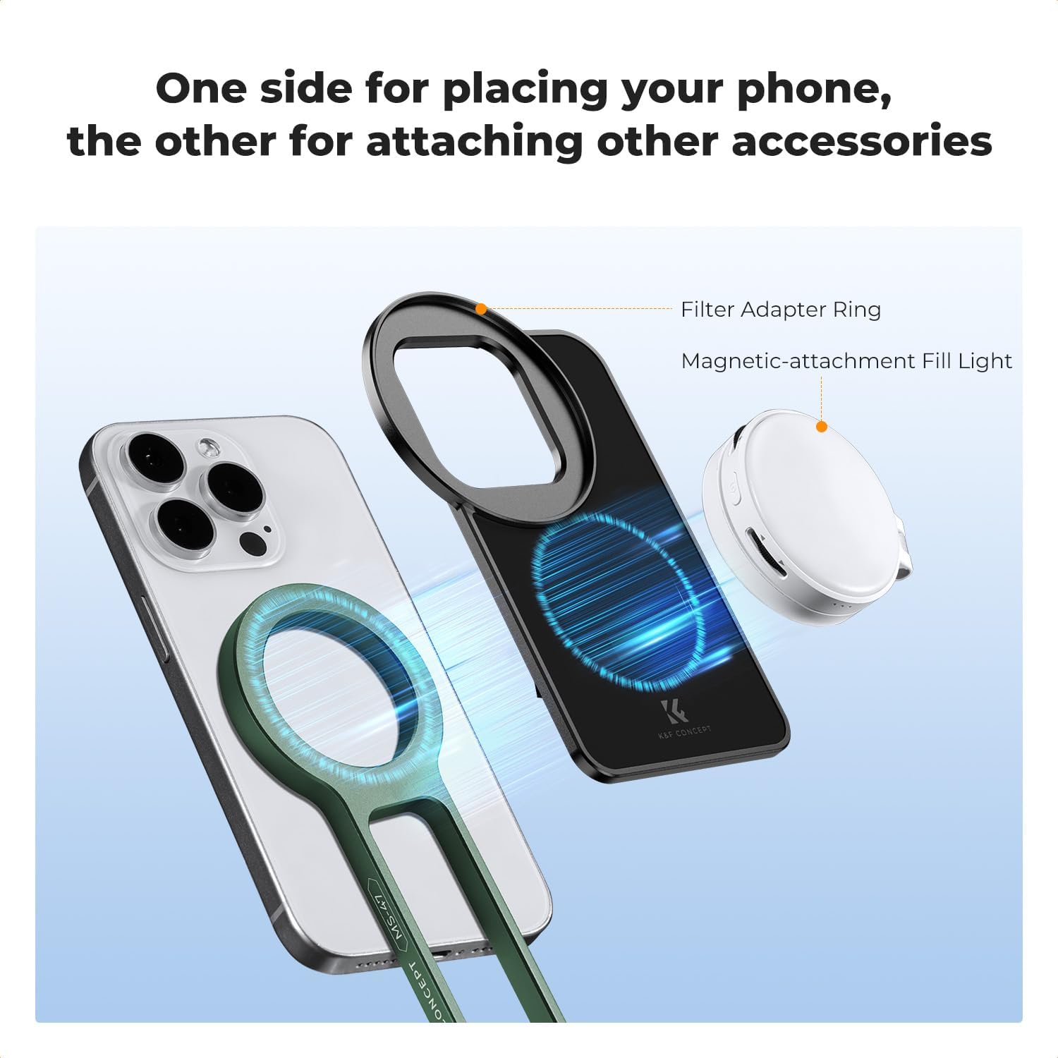 K&F CONCEPT Magnetic Phone Tripod Stand, 23N Strong Magnetic Mini Tripod Aluminium Alloy Pocket Selfie Stick, Mag Safe Phone Holder Compatible with iPhone 17 16 15 14 13 12 Series(Green)