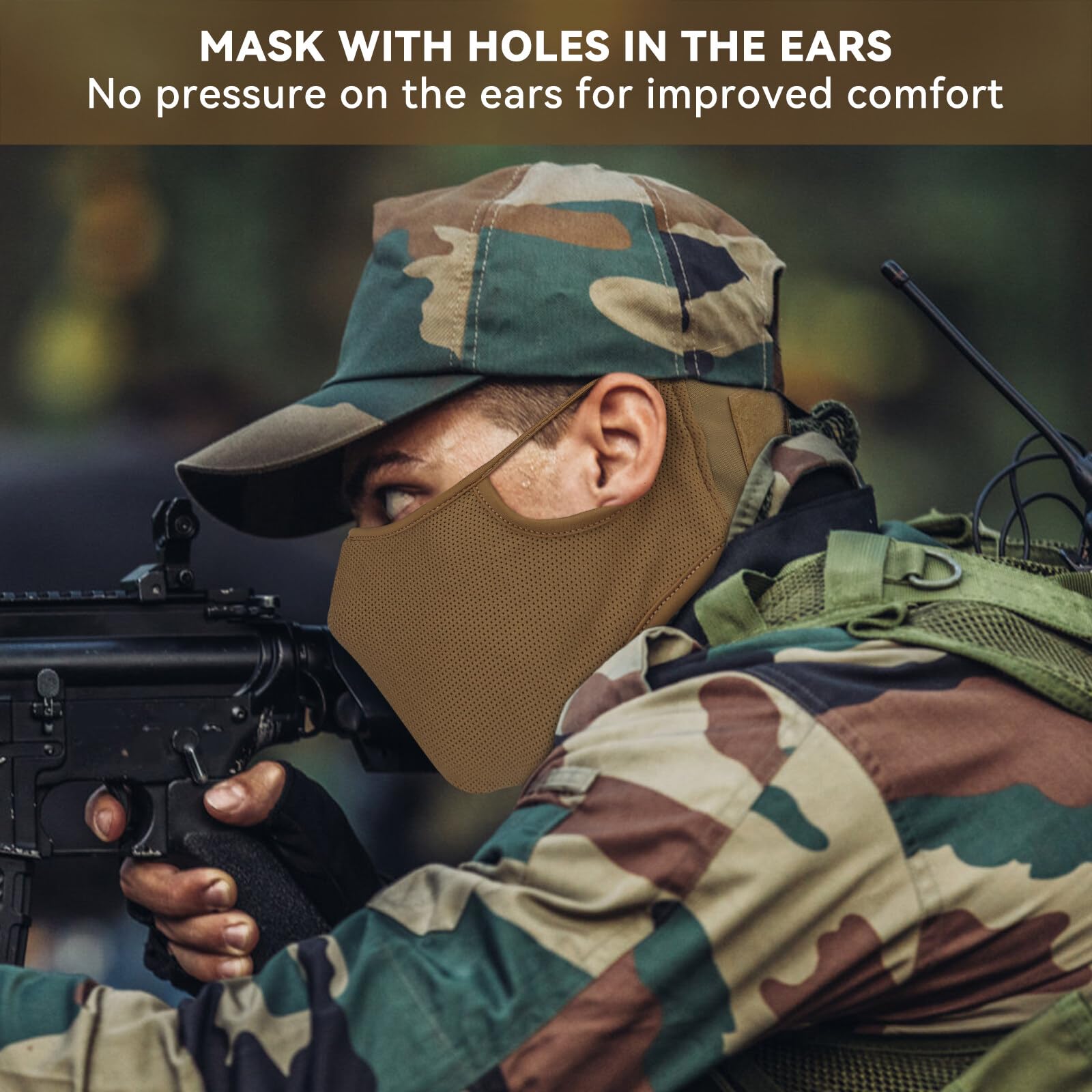 AOUTACC Masque de tir, Demi-Masque en Silicone, Tactique Multifonctionnel, Respirant, pour l'extérieur, BBS, Paintball, tir, Jeu de Survie CS - 5