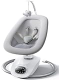 CocoSway 3D-Motion Baby Swing for Infants to Toddlers&comma; 6 Motion Modes & 4 Speeds&comma; 180° Rotating Seat&comma; Remote Control&comma; Reclining Seat with 5-Point Harness&comma; 8 Preset Lullabies&comma; Grey