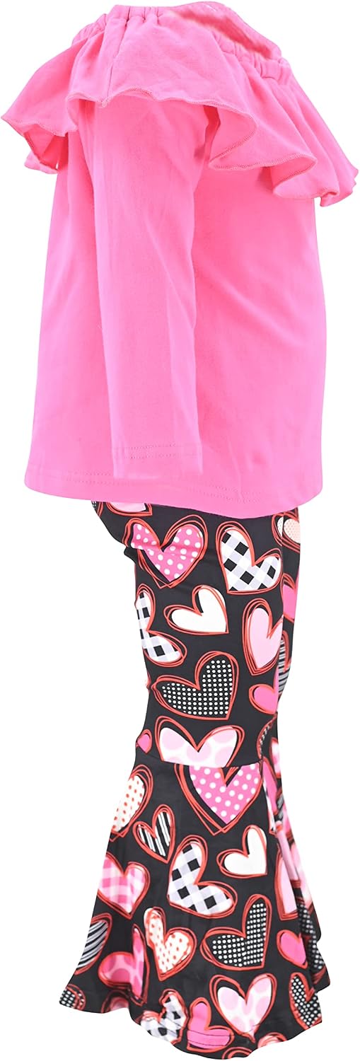 Unique Baby 2 Piece Girls Bell Bottom Leggings Outfit with Long Sleeved Shirt Kid and Toddler Clothes Set