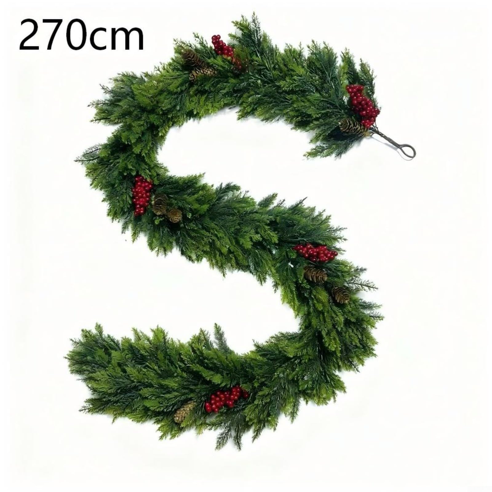 Guirlande Sapin Noël 180cm Baies Rouges Décoration Murale Escal