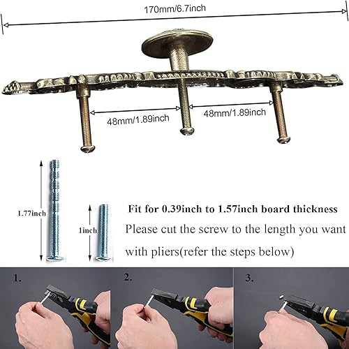 Miniatura 2 de Mgoodoo Manija de puerta para muebles de cocina, armario, armario, 5 unidades, estilo nórdico, simple, vintage, bronce antiguo, 6.693 in