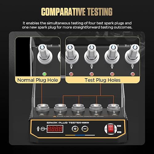Miniatura 10 de Probador de bujías, probador de chispas de frecuencia ajustable de 5 agujeros, 200-9000 rpm, herramienta de diagnóstico para vehículos de gasolina