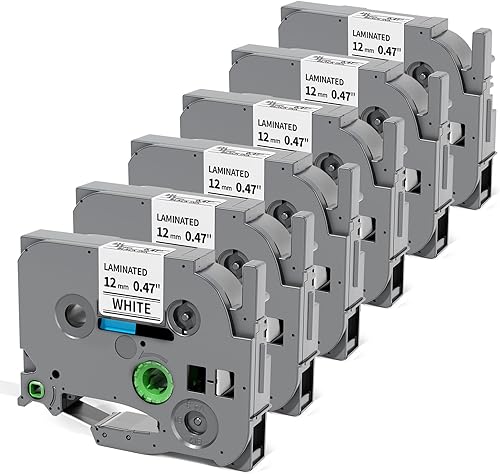Labelife TZe TZ - Cinta TZ de 0.472 in 0.47 laminada blanca TZe-231 TZe231 de repuesto para cinta Brother P Touch, compatible con Brother PT-D210