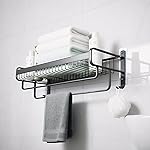 Premium Aluminum Folding Towel Rack in Bathroom, Towel Rod for Bathroom with Hooks and Hangers, Towel Holder in Bathroom, 24 Inches