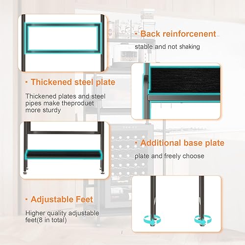 Miniatura 6 de Mini soporte para nevera de 4 niveles con almacenamiento, mini gabinete de refrigerador con almacenamiento, soporte para microondas, estante para
