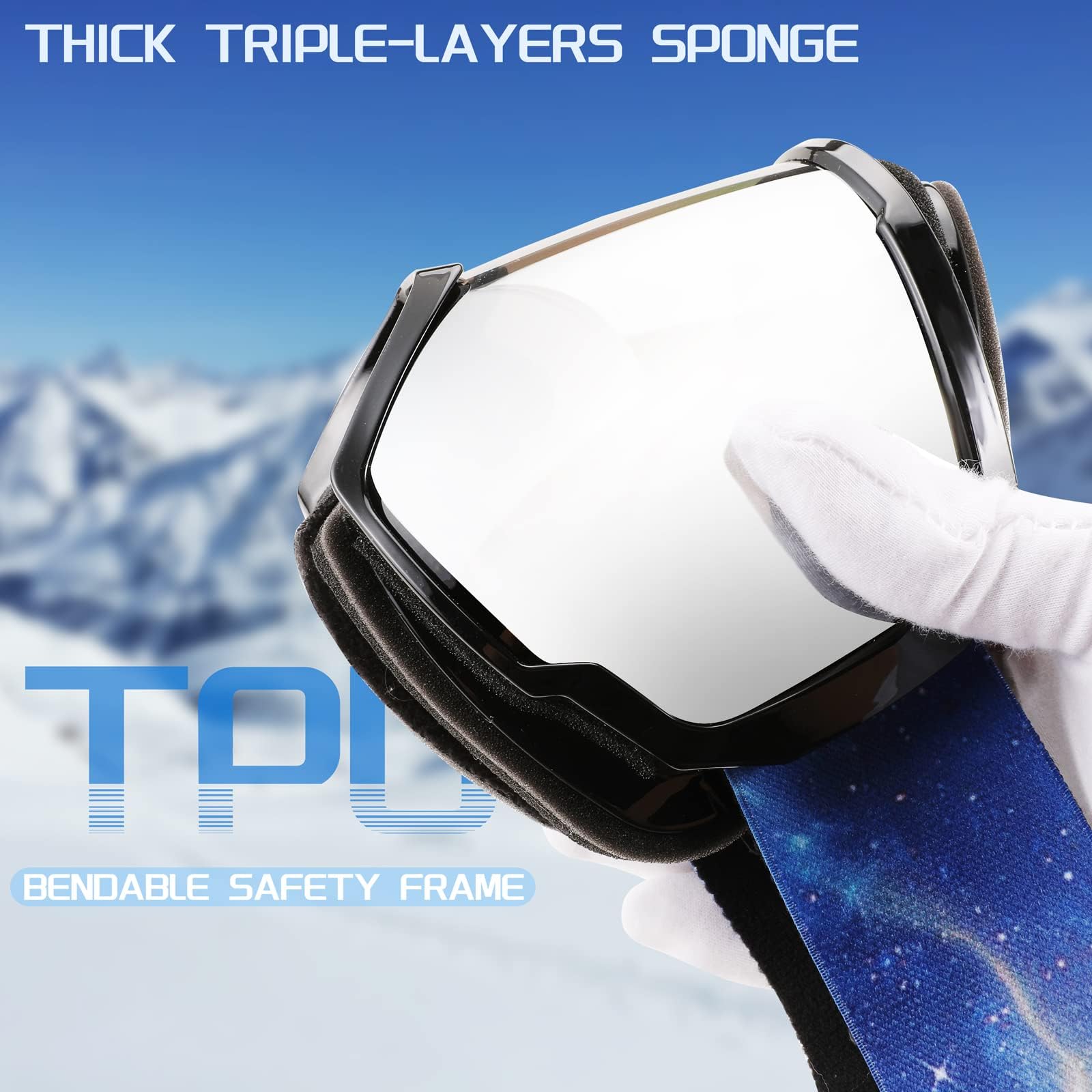 FEISEDY Maschere da Sci OTG Occhiali da Snowboard, Anti Nebbia B2960 | Protezione UV400, per Uomo Donna, Adatto Motoslitta, di Fondo e Altri Sport Invernali