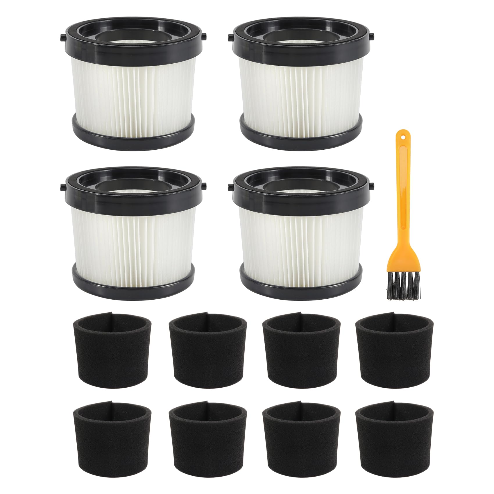 Borimend 4Pack DCV5011H HEPA Filter for DCV501HB Cordless Handheld Vacuum, with 8 Foam Sleeve Filters & 1 Brush