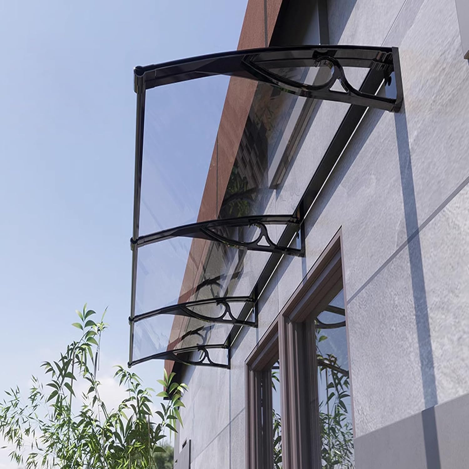 Transparent Outdoor Awning Canopy - UV & Rain Protection Shelter for Patios, Windows & Back Porches, Durable Polycarbonate Cover, 31"x75" Sun Shade & Snow Guard