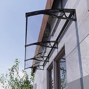 Transparante Voordeur Luifel van Polycarbonaat,UV-Water-Regenbestendig Raamluifel,Deurluifel,Buiten Venster Luifel,Zonwering Tuinluifel,Patio-Veranda Luifel,Instapluifel (150x140cm/59x55