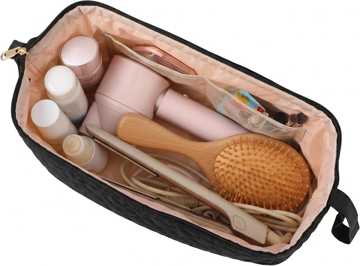 TeeYee Hair Tool Bag Iron Travel Cosmetic Pouch Portable Curling Organizer | Travel Case for Dyson Hair Dryer,Water-repellent,Packable & Space-Saving,Well-structured,Large Capacity,Heat-safe lining