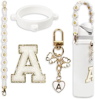 Cute Letter Charm Set Compatible with Owala Water Bottle 24 oz, 32 oz, 40 oz, Owala Kids, Owala Coffee Tumbler, Owala FreeSip – Includes Handle Strap, for Owala Accessories & Stanley Cup Accessories