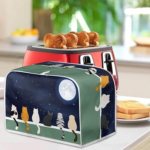 Miniatura 4 de Baxinh Funda para horno con estampado de galaxia, protector de máquina de pan de cocina, cubierta para tostadora de 2 rebanadas de gato lunar para