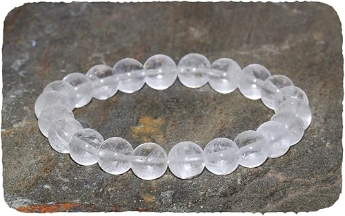 8mm Milky Clear Quartz Crystal Bracelet, Yoga Wrist Mala Beads, Meditation Jewelry, Milk, Master Healer - Clarity - Healing for All Chakras