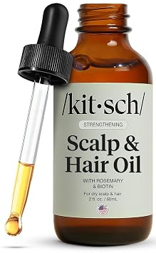 Kitsch Rosemary Oil for Hair Growth -With Castor Oil, Biotin & Jojoba- 60mL | Pre-Wash Hair Oil For Hair Care Adds Shine, Strengthens Roots, Scalp Treatment Lavender Scent