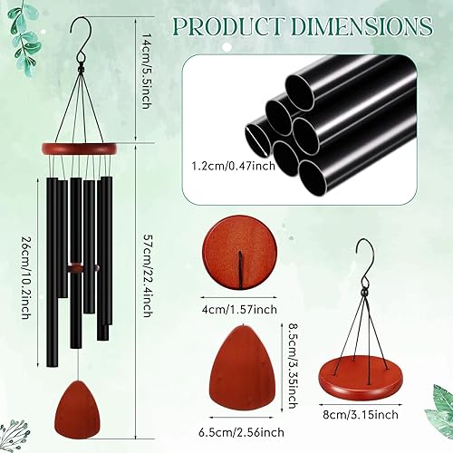Miniatura 2 de Leinuosen Campanillas de viento para campanillas de viento exteriores, tonos profundos de 28 pulgadas con 6 tubos de aluminio, campanilla de viento