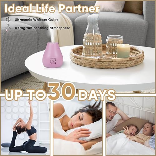 Miniatura 6 de HAPPTWS Difusor de aceite esencial Difusor sin agua con 3 ajustes de temporizador, funciona con pilas para dormitorio, sala de yoga, inodoro,