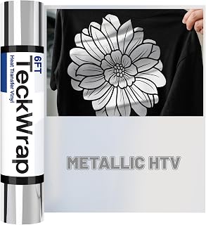 TECKWRAP Heat Transfer Vinyl for T-Shirts, 12" x 6FT Roll, Metallic Silver